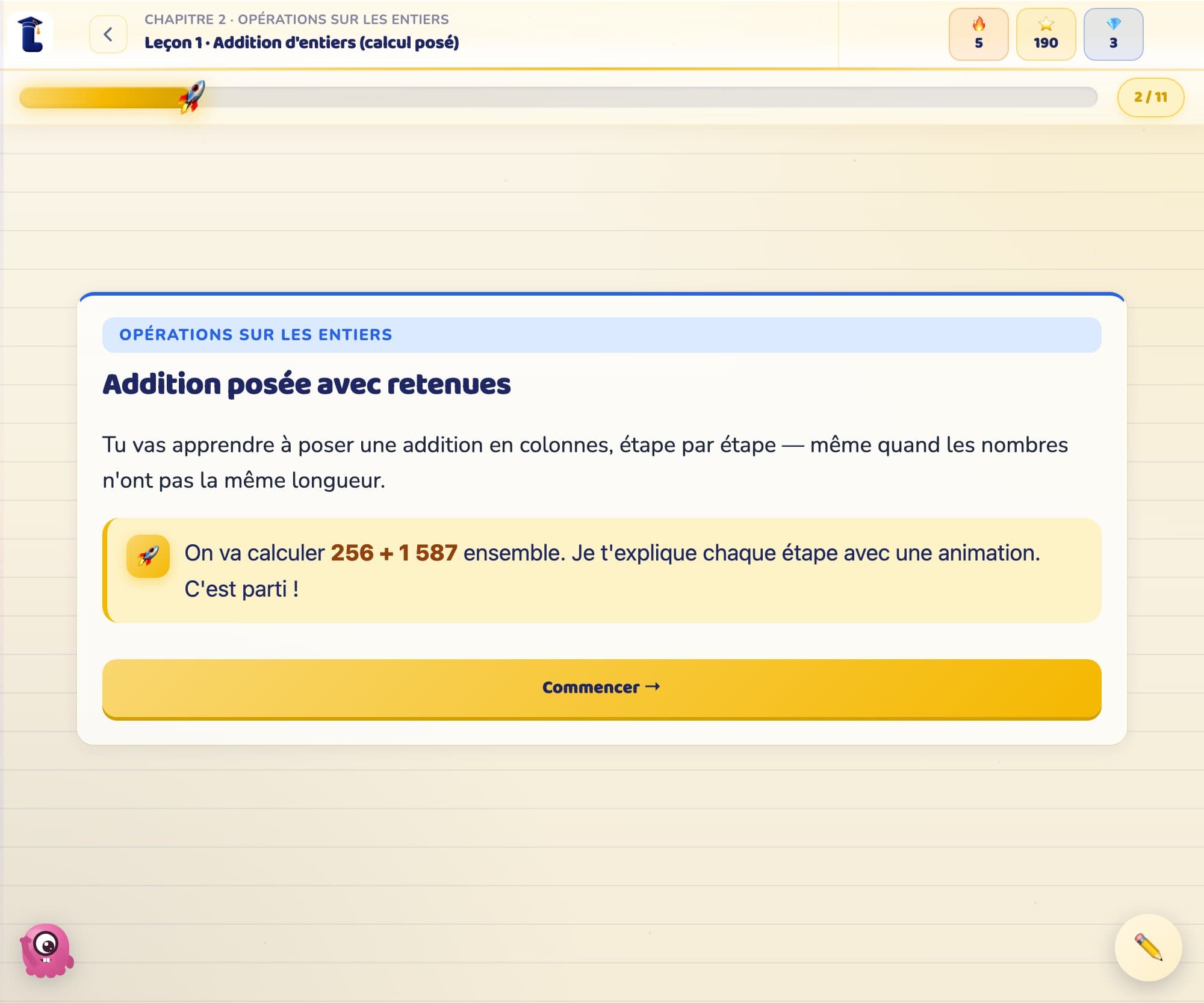 Une leçon guidée : l'addition posée expliquée pas à pas